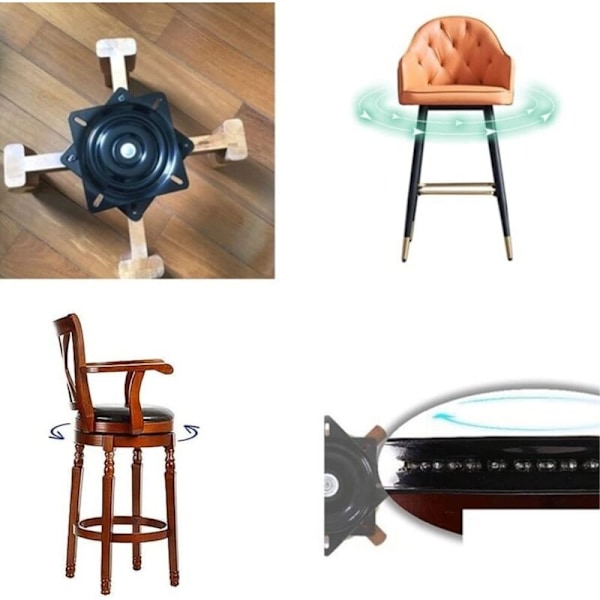Firkantet rullelager, 15 cm, dreibar base, for sofa TV-møbler og barkrakk, svart