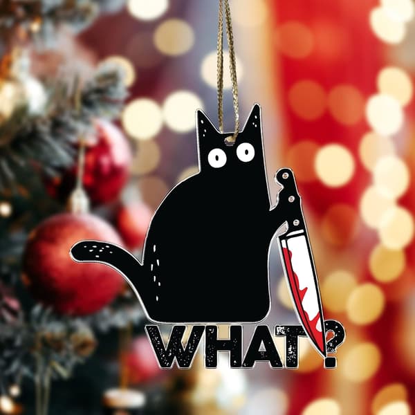 Sort kat Halloween-pynt, sød kat jul, julepynt, juletræophæng, trætop-pynt (sort kat hvad, 1)