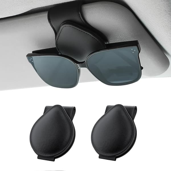 2-pack solglasögonhållare för bil, solglasögonhållare för solskydd, svart