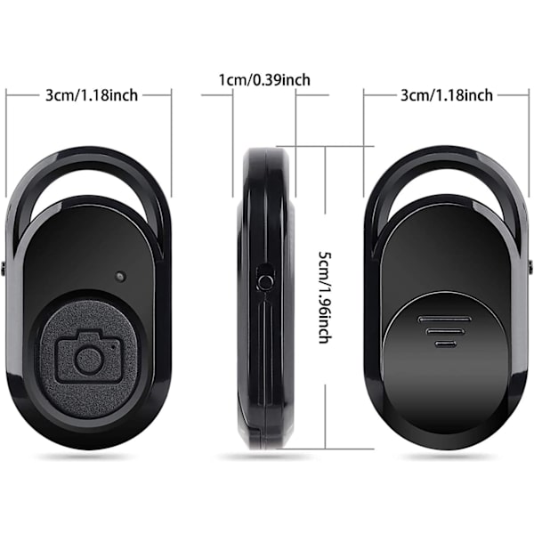 Bluetooth fjernbetjening, kameraudløser med Bluetooth trådløs teknologi kompatibel med iPhone/Samsung/Huawei/BLU/Motorola (iOS og Android)