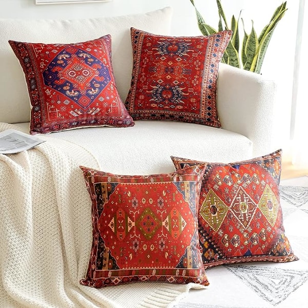 Bohemian stil pudebetræk 45 x 45cm firkantet dekorativt pudebetræk Eksotisk abstrakt retro sofa pudebetræk sofa sofa stue soveværelse udendørs ho