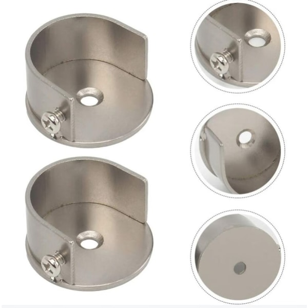 2 stänger av metallstångsfäste, fläns U-formad stångfäste, garderobsstångsfäste, 28 mm gardinstångsfäste, lätt att installera i badrummet