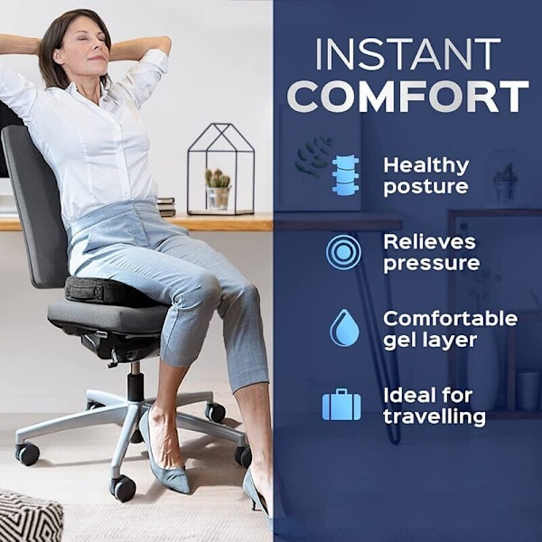 Anti-gluteal snegle med pustende gel, ergonomisk ortopedisk setepute for å lindre smerter i rygg, hofter og halebein, for kontorstol, bil
