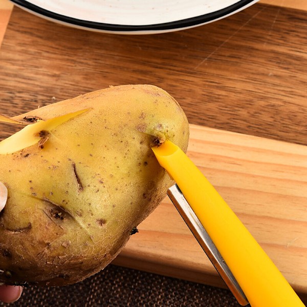 Speciel grøntsagsskræller, kartoffelskræller, æbleskræller med takket rustfrit stålblad og skridsikkert ergonomisk håndtag til grøntsager, gulerødder, til