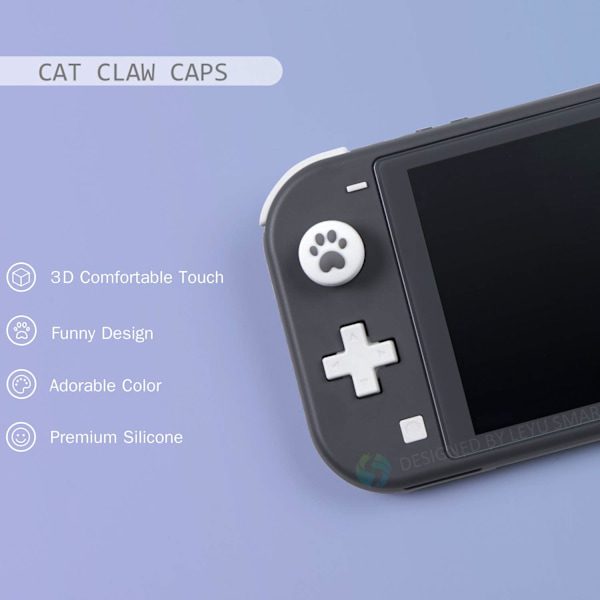 4 stk. (grå) - Smart Thumb Grip Caps til Nintendo