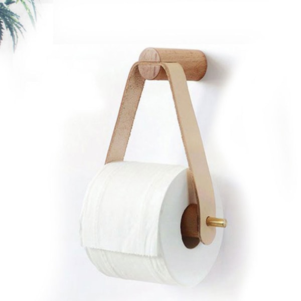 Valkoinen kaksiosainen wc-paperiteline, puinen wc-paperiteline Luova seinään kiinnitettävä wc-paperiteline