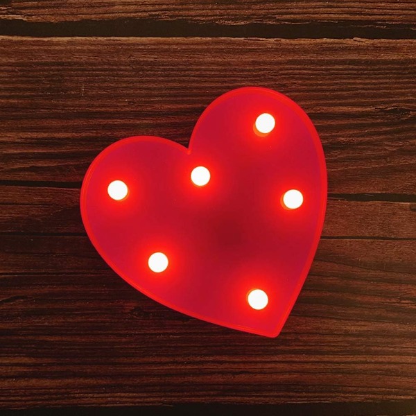 LED-lys med hjerteform i plast for bryllup, nattlys, bursdagsfest, batteridrevet julelys, hjemmedekorasjon, bar
