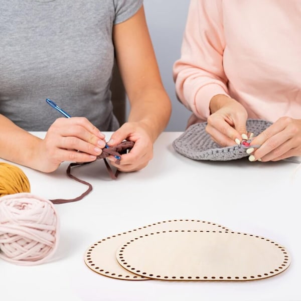 Sæt med 2 trækasser, oval hæklet baggrund, jomfru hæklet kurv til strikning, DIY kurv, indretning, hækletilbehør, 30 x 20 cm