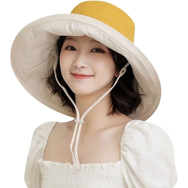 Bomullsvändbar fiskarehatt - Fashion Versatile Shade Cloth Hat - Gul