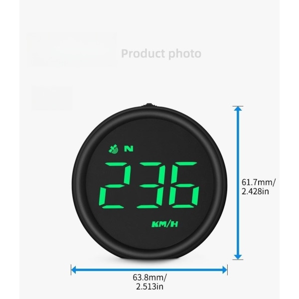 Head-up display, bilens hastighetsmåler, hastighets- og retningsvisning, med hastighetspåminnelse og påminnelse om kjøretretthet, egnet for alle biler