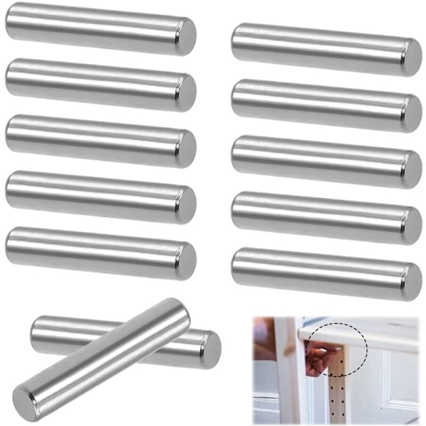 12 st 6 x 40 mm 304 Cylindriska tappar i rostfritt stål för hyllor