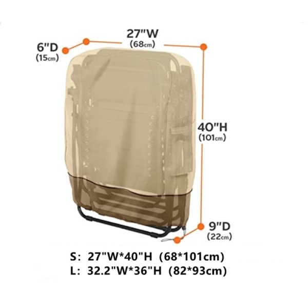 Støvtrekk for utendørs sammenleggbar stol (beige Khaki Color Match)