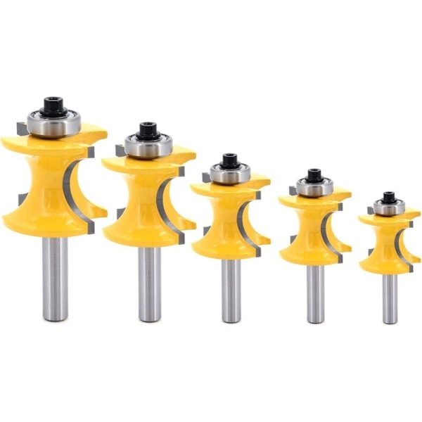 5 stk. 8 mm Bullnosis stang med ansigtsperlesøjle/Overfræser bit støbning, træ jordbærskæring 1/4 \"3/8\" 1/2 \"5/8\" 3/4 \", værktøj til snedkeri