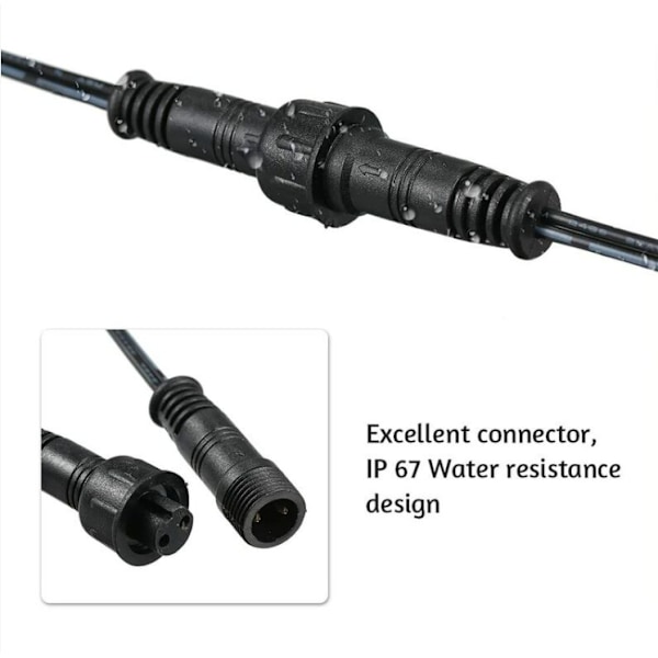 Forlængerkabel, 10 stk., til LED-downlights, IP67 vandtæt, 1M / 3,3Ft, med han- og hunstik