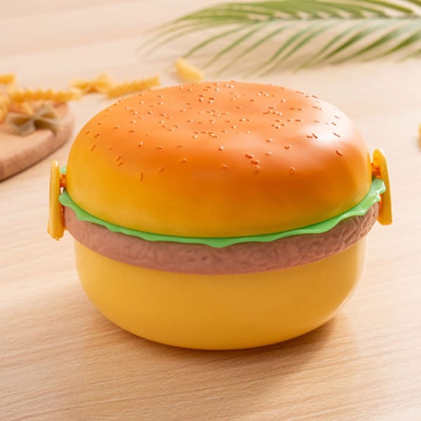 Tre-etagers frokostboks - Frokostboks | Bento-frokostboks til voksne og børn | Sød burger-frokostboks madbeholder | Lækagesikker frokostbeholder