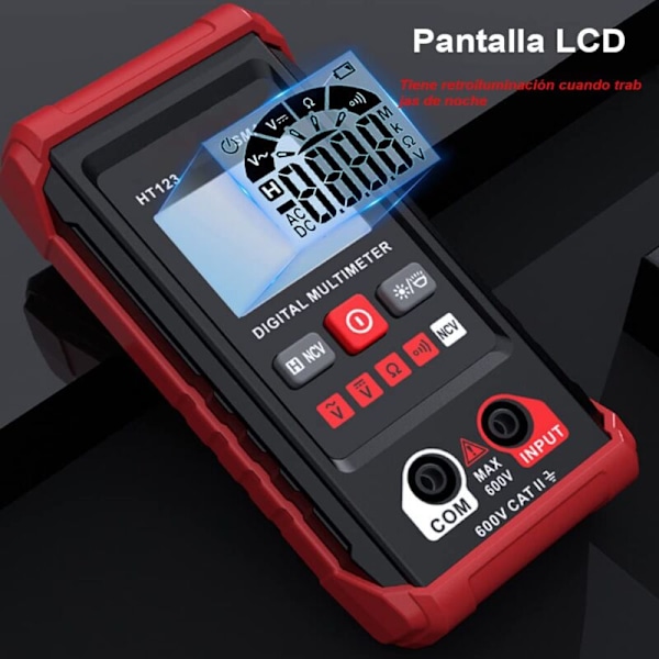 Digital multimeter, multifunktionell voltmeter 2000 punkter, AC- och DC-spänningsmätning, resistans, kontinuitet, NCV, detektering av neutral och under t