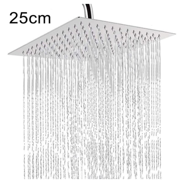 Fyrkantig duschmunstycke 25x25cm Hög-fin justerbart regnduschhuvud