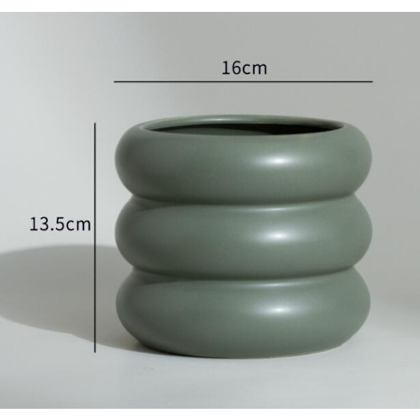 Kreativ enkel cirkelvasdekoration keramisk blomkruka för hem (HP-T-2 mörkgrön)
