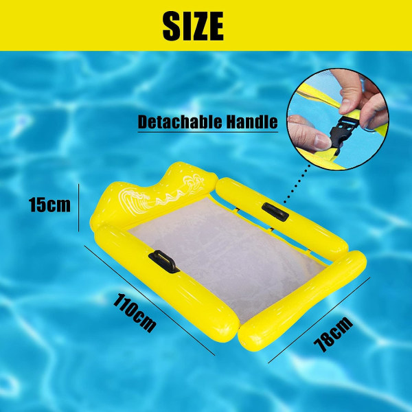 Yellow Inflatable Pool Hammock, Floating Hammock, 4-in-1 Inflatable Floating Bed, Water Hammock,Floating Pool Chair