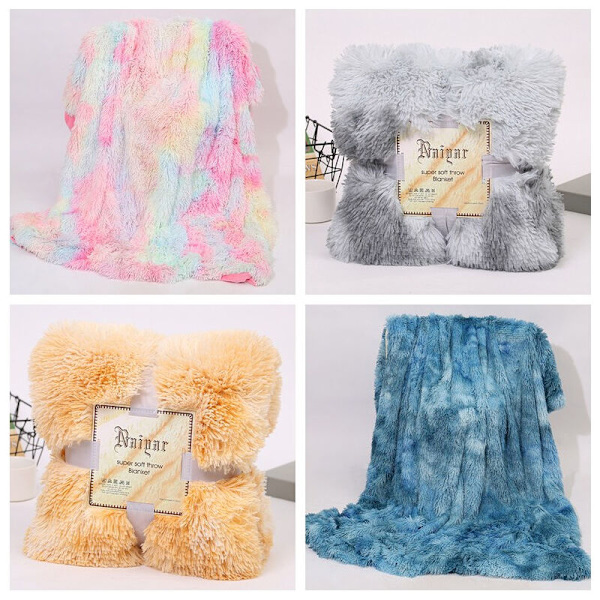 Hyggelig Pels Tæppe Stue Tæppe Mikrofiber Fleece Tæppe Sofa Tæppe Lys Dag Aircondition Tæppe til Sofa Seng (Tie Dye - Mørkegrå 130