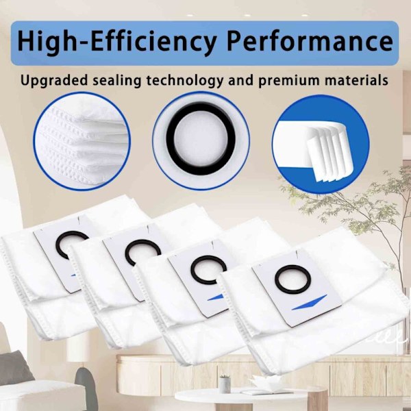 12 kpl Pölynimurin Pussit Tarvikkeet Ecovacs Deebot X1 Omni / X1 e Omni -malleille, Pölynimurin Vaihtotarvikkeet Pölypussi