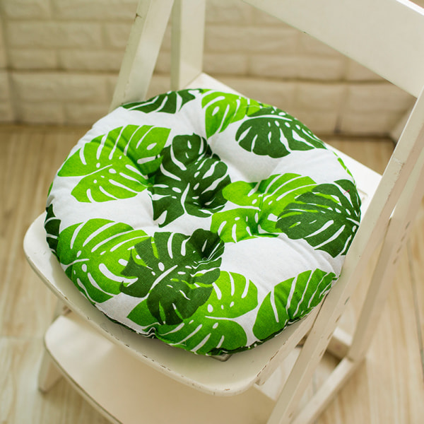 Green Leaves Round Chair Cushion Chair Pad til Home Office Garden