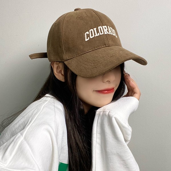 Klassisk high-end spennehatt, allsidig casual baseball caps, myk topp brodert toppluet, trendy vinter, One size fits all（brun）