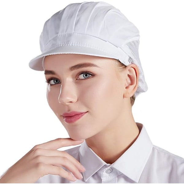 Sæt med 3 hvide kokkehatte med unisex køkkenhatte i mesh til arbejde