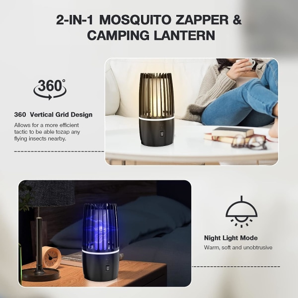 Bug Zapper, Elektrisk Fluefanger, UV Flue Zapper 360° Attract Elec