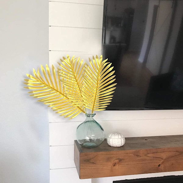 20 st gyllene palmblad tropiska palmblad konstgjorda palmblad för bröllopsfestdekoration och heminredning