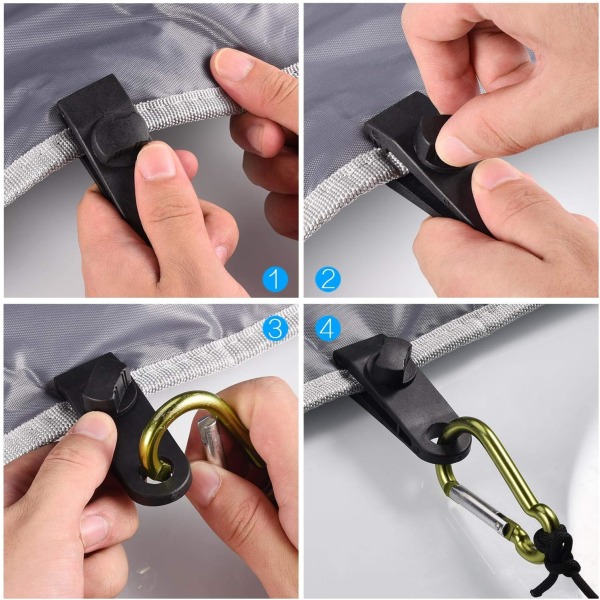 10 Sett Tarp Klips Telttang Tarp Markiser Klips, Tarp Klips, Telttang, for Biltelt, Tarp, Markiser, Camping