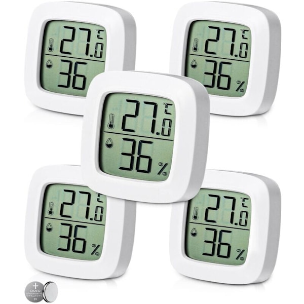 5 delar termometer Digital inomhus hygrometer, komfortnivå, liten högprecisions digital hygrometer termometer, baby sovrumstermometer