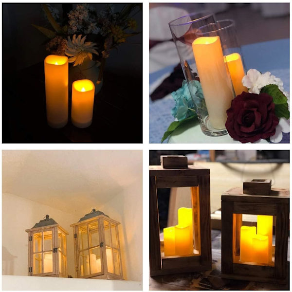 Flamlös stearinljus med fjärrkontroll och timer, vattentät fjärrkontroll stearinljus för inomhus och utomhus, elektrisk glödljus för hem/bröllopsdekoration
