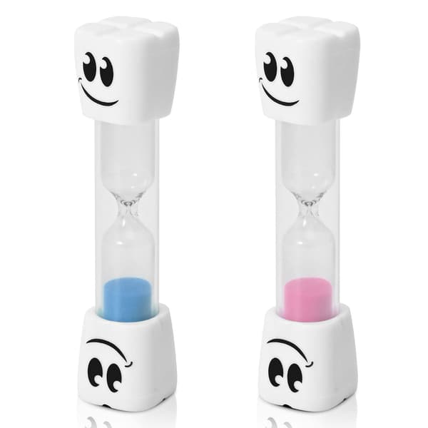 Barn 2 minuters tandborste timglas timer - Set med 7 små blå rosa smiley timglasögon