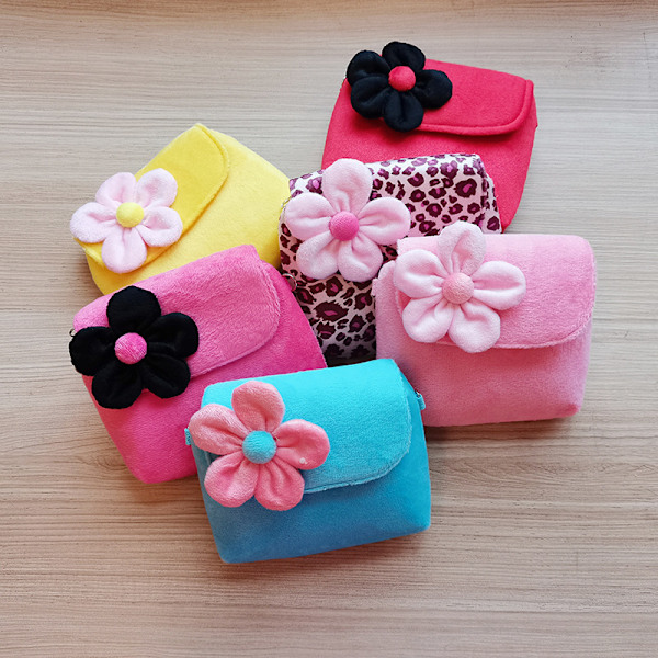 Lille Pige Skønhedssæt Plys Blomst Håndtaske$Børns Skuldertaske Toddler Plys Taske Rund Pung Kid Crossbody Prinsesse Håndtasker Piges Gave