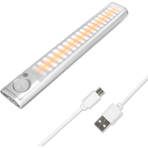 Under Cabinet Lighting 80 LED Closet Lights, USB Genopladelig Natlys Strip til Køkken, Skab, Garage, Trappe, Soveværelse (1 Pakke)