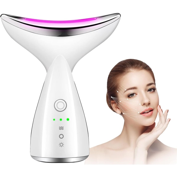 Elektrisk ansikts- og nakkemassasjeapparat, hudforyngelses- og skjønnhetsinstrument, renser huden og krymper porene, EMS vibrasjonsoppvarming