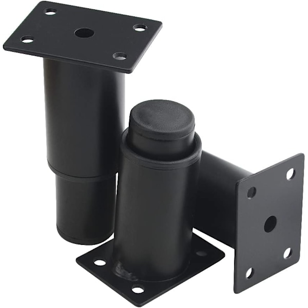 Sats med 4 justerbara möbelben i kraftig metall för bord, säng, soffa (8-12 cm, svart)
