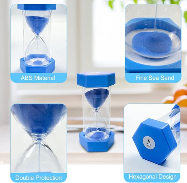 Timeglas Timer Farve Timeglas Køkken Timer, Visuel Hjælpemiddel til Spil, Madlavning og Motion (5 Minutter, Blå)
