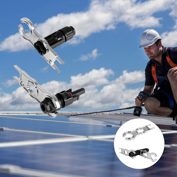 Sæt med 2 aluminiumsnøgler til PV-plader, Enfuhable monteringsværktøj til plader til solpanelkabler, PV-systemledninger og stik