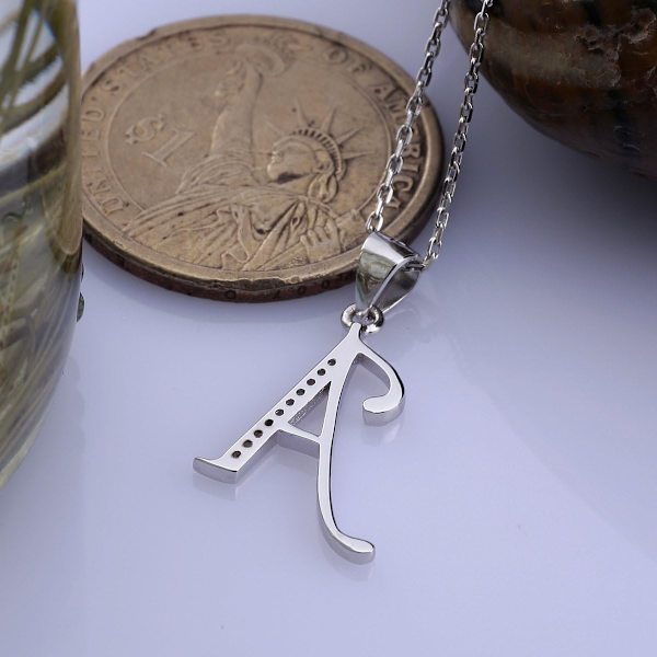 Halsband med bokstav A-hänge - Namn- och bokstavshalsband - Present till vänner - 925 sterlingsilver och inlagd zirkon