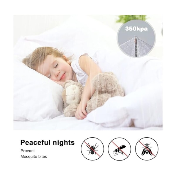 Myggnät för säng, sänghimmel, myggnät för enkelsäng/dubbelsäng, myggnät för vuxensäng/flicka/baby/barn, universellt myggnät för King size w