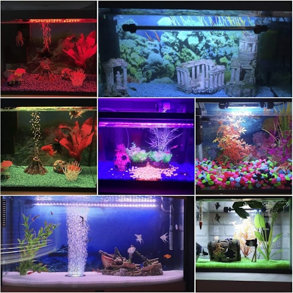 28 cm LED Akvarielys med Fjernbetjening, Undervandslys med Timer til Ferskvandsakvarium, Fuld Spektrum Belysning til 30-50 cm Akvarier