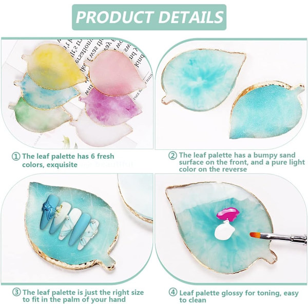 Blå Stjernehimmel Bladformet Resin Neglekunst Palet Gel Polish Farveblanding Palet Negletegning Maleplade Display Stativ DIY Manicure Værktøj til P