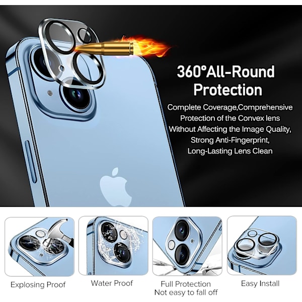 [4 stycken] Bakre kameraskydd kompatibel med iPhone 14 6.1“ / iPhone 14 Plus 6.7'' Kamera, Kameraskydd [Anti Scratch] Ultra Resistent Temp