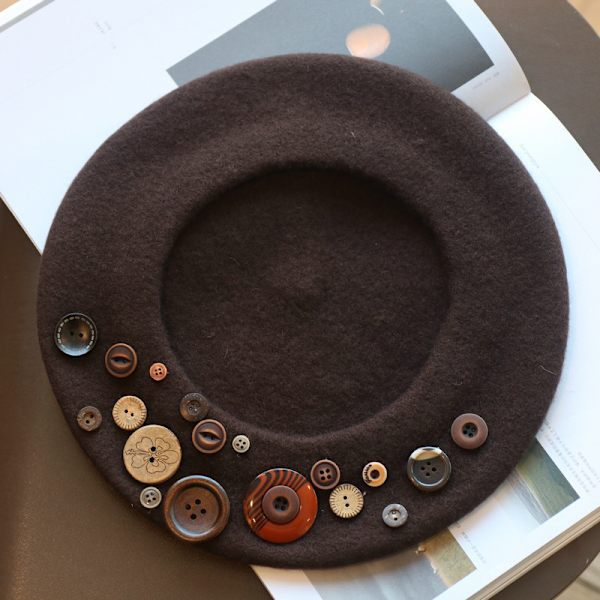 Klassisk fransk kunstner baret til kvinder, brun, one size