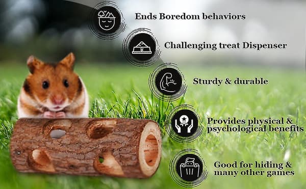 Hamster og gerbil log tyggelegetøj fuglestand solid træ kanin molar kat hund legetøjstræ (20cm)
