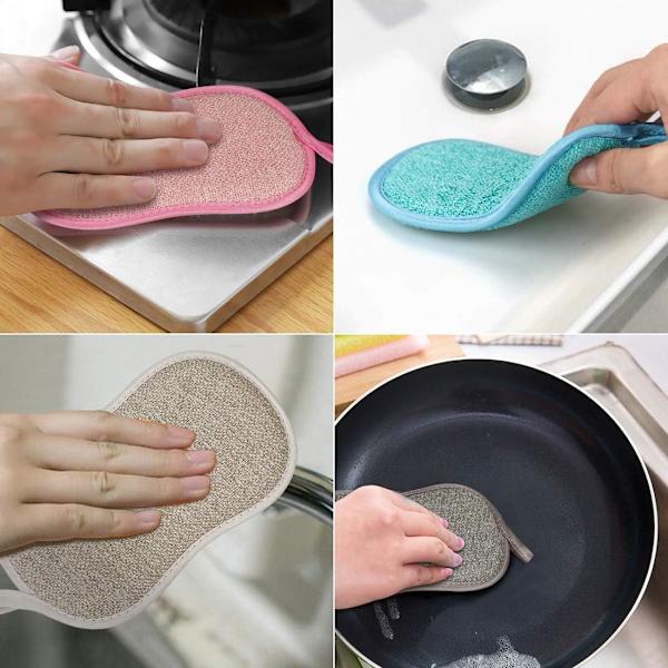 Pestävä ja uudelleenkäytettävä sieni, ympäristöystävällinen mikrokuitu-raaputin, antibakteerinen matto, kodin lämmitin, kattila, hajuton harja (8 kpl)