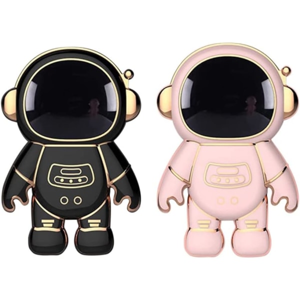 Søt skjult astronauttelefonholder (svart og rosa), sammenleggbar stativ for nettbrett og telefon, kreativ justerbar retro nettbretttelefon gripring ho