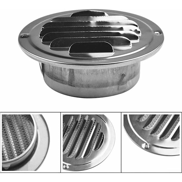 VMCPROMOTION AUTION GRILL AIDATION GRILL - PYÖREÄ ATTION GRILLI, Ruostumattomasta teräksestä valmistettu ilmastusritilä, tuuletus verkolla, pyöreä pakoputken ritilä, Ø
